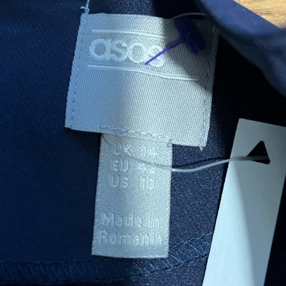 ASOS NWT Chic Navy Midi Dress with front Slit Size 10 - Picture 11 of 15